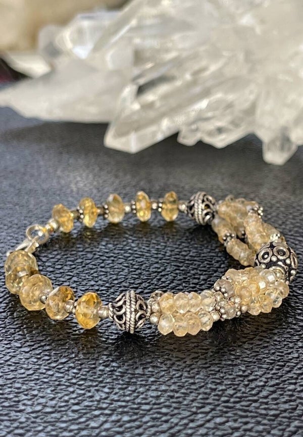 Gouden Topaas armband met facet geslepen kralen 7,8mm