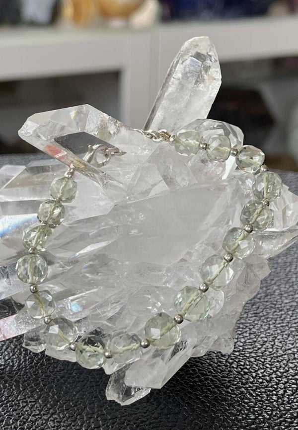 Groene Amethist armband met facet geslepen kralen 8,1mm