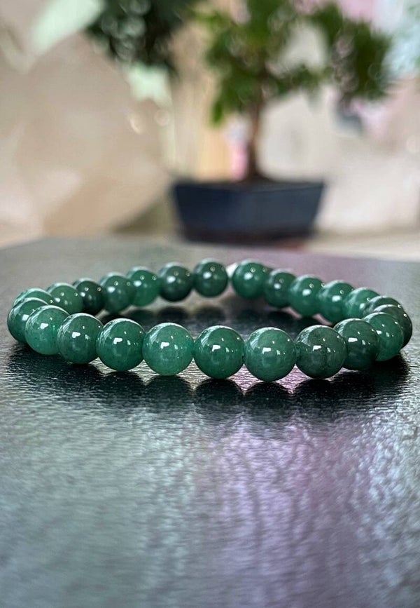 Aventurijn groen armband met ronde kralen en elastiek 7,9mm