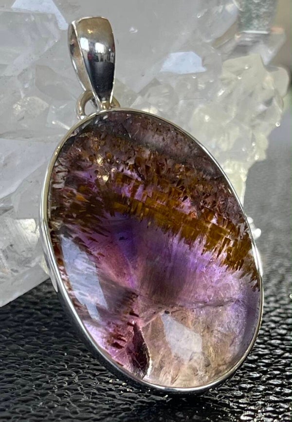 Cacoxeniet met Super 7 hanger cabochon ovaal medium