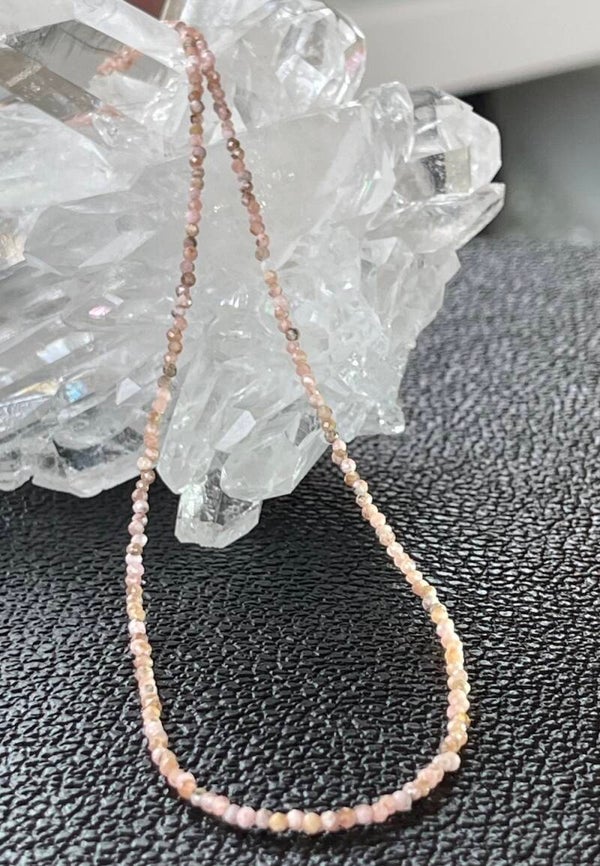 Rhodochrosiet ketting facet geslepen