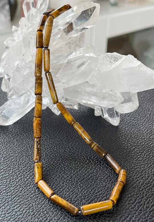 Tijgeroog ketting cabochon pijpjes