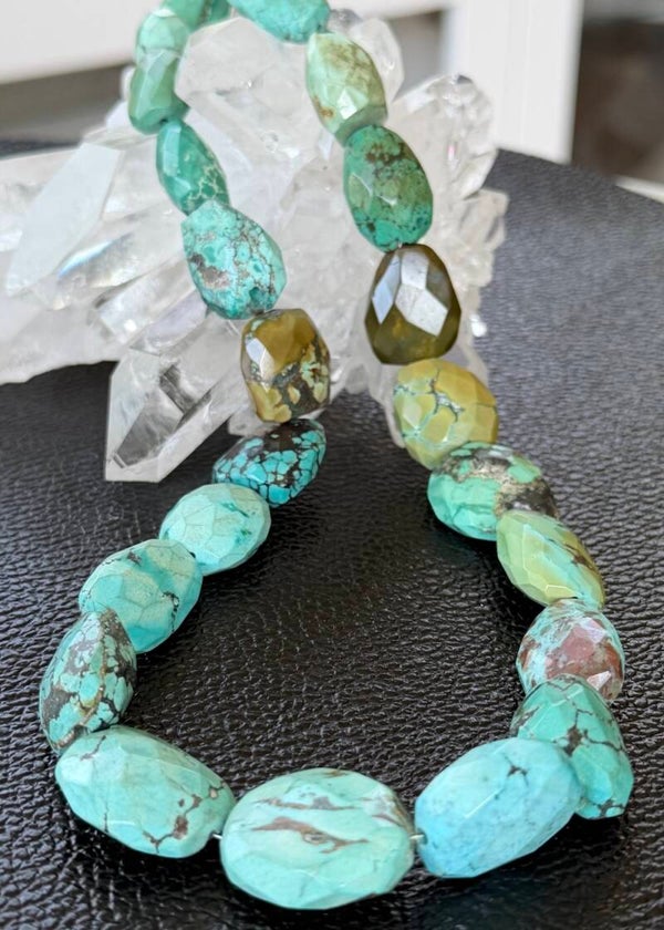 Turkoois uit Tibet ketting geslepen