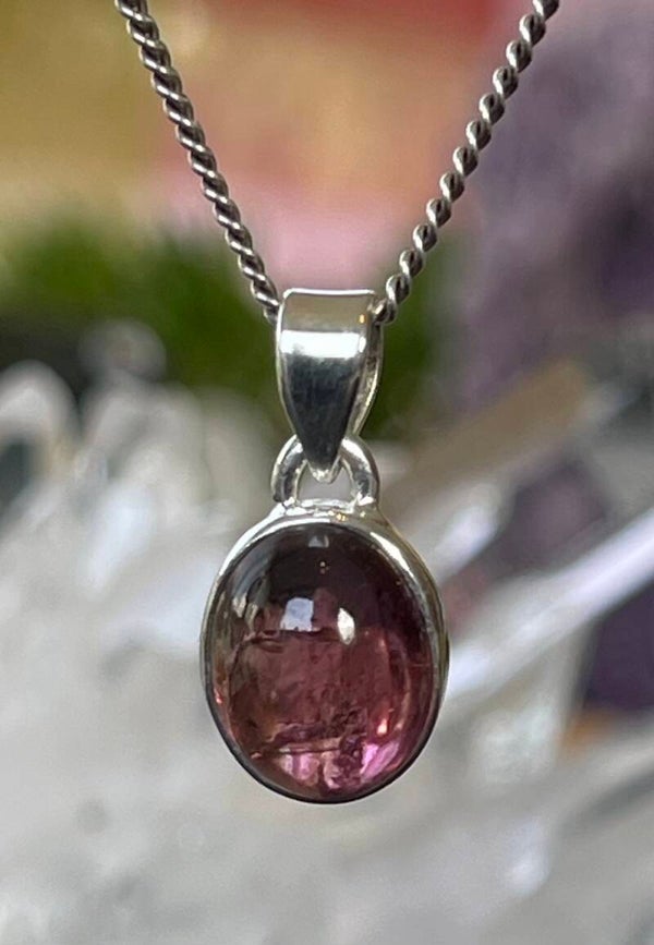 Roze Toermalijn hanger cabochon ovaal klein