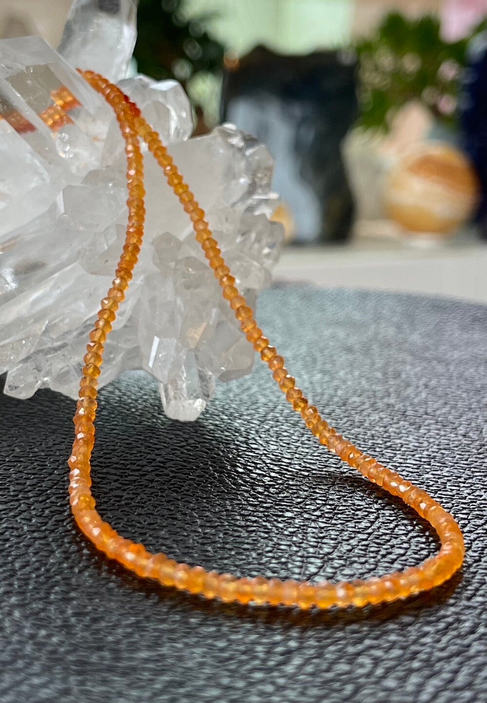 Carneool ketting facet geslepen rond