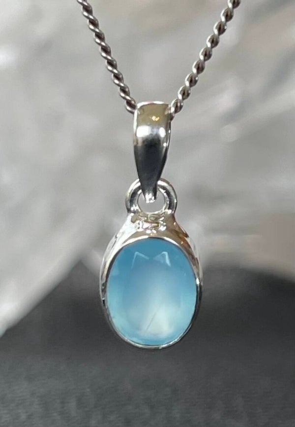 Chalcedoon hanger facet geslepen ovaal klein