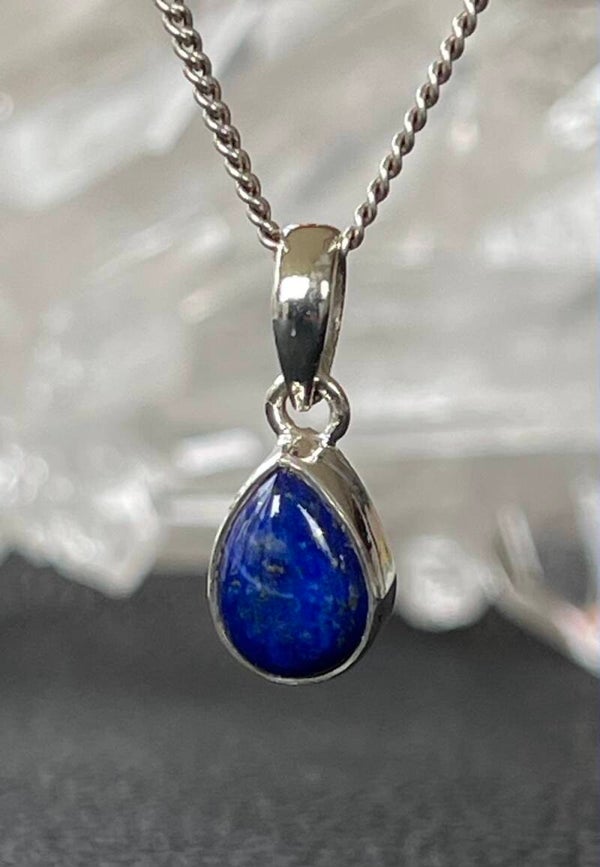 Lapis Lazulli met pyriet hanger cabochon druppel klein
