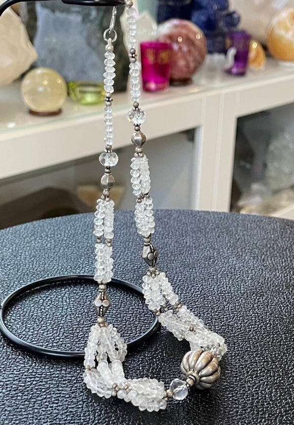Bergkristal ketting facet geslepen