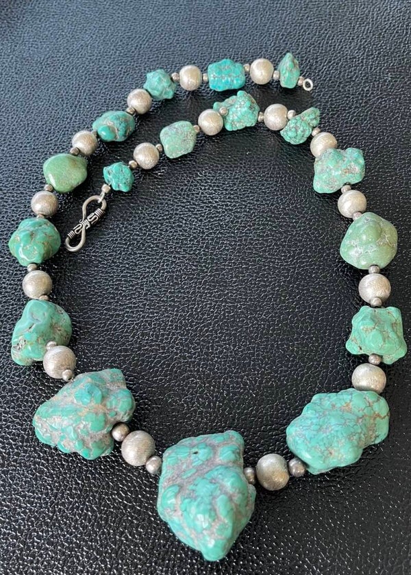 Turkoois uit Tibet ketting ruw getrommeld