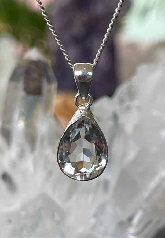 Bergkristal hanger facet geslepen druppel klein