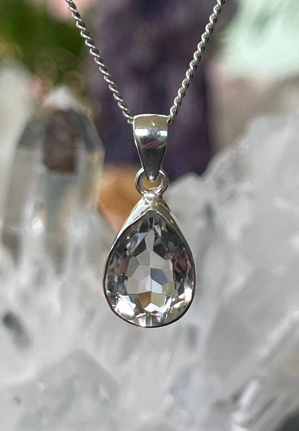 Bergkristal hanger facet geslepen druppel klein