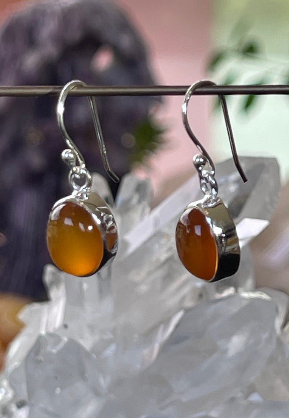 Carneool oorbellen cabochon ovaal