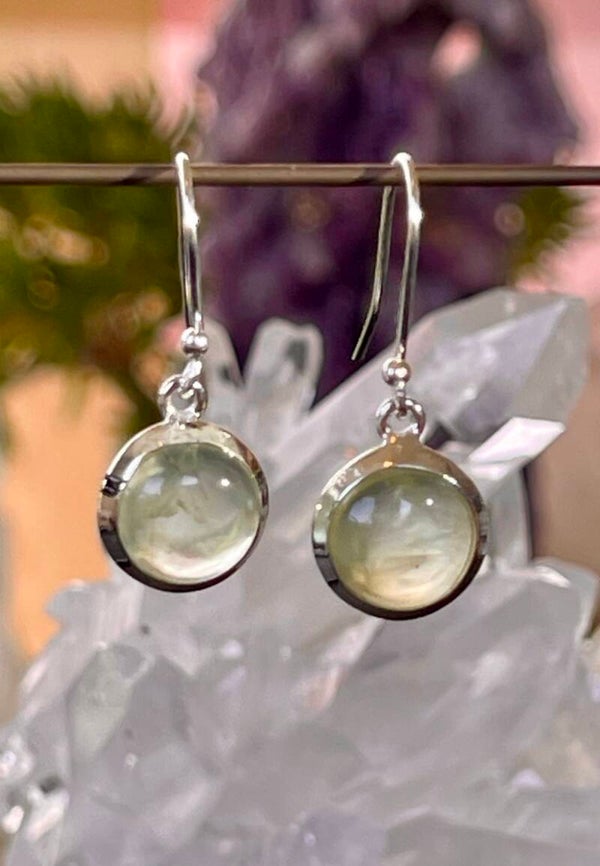 Prehniet oorbellen Ccabochon rond