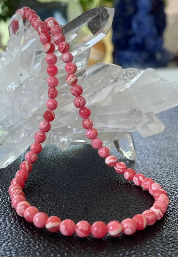 Rhodochrosiet  ketting cabochon rond