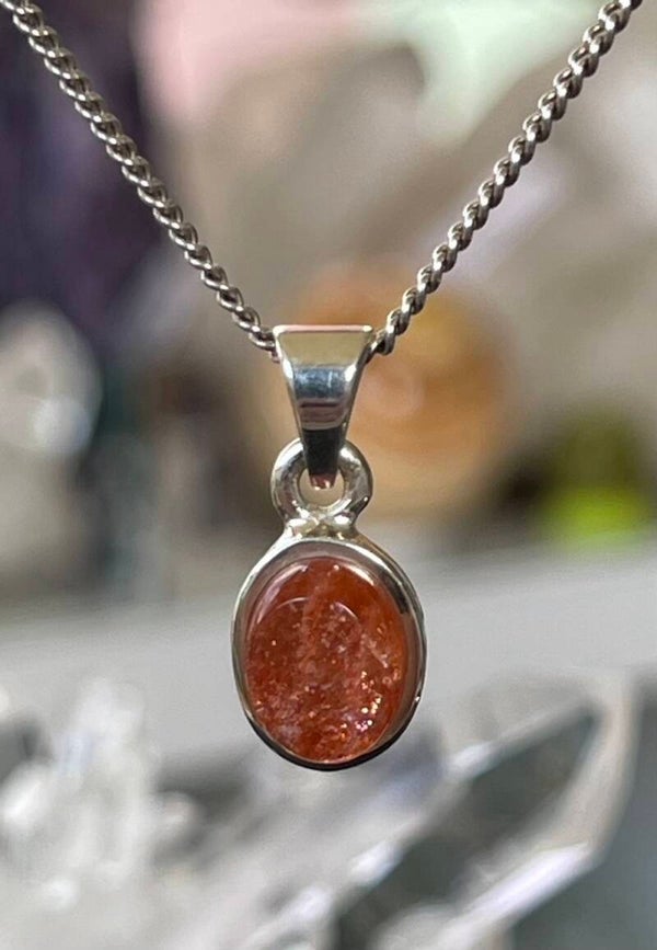 Zonnesteen hanger cabochon ovaal klein