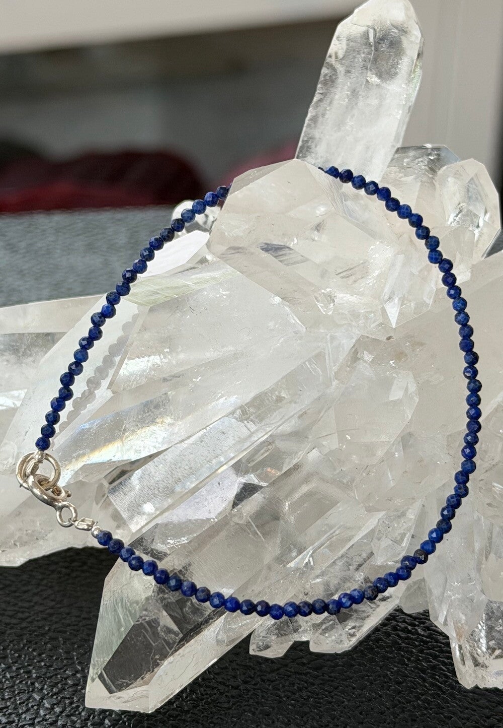 Lapis Lazuli armband facet geslepen uit Afghanistan met ronde kralen 0,21mm