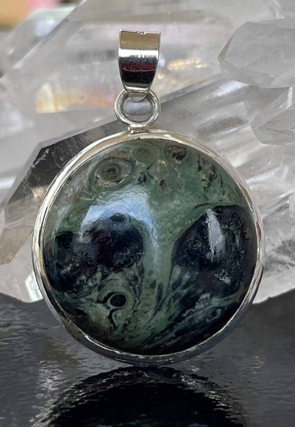 Kambaba Jaspis hanger cabochon rond medium