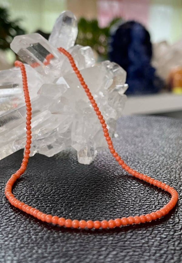 Koraal ketting cabochon rond dun