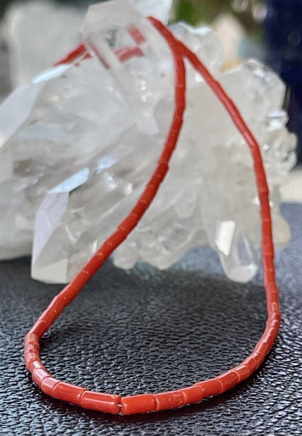 Koraal ketting cabochon pijpjes, dun