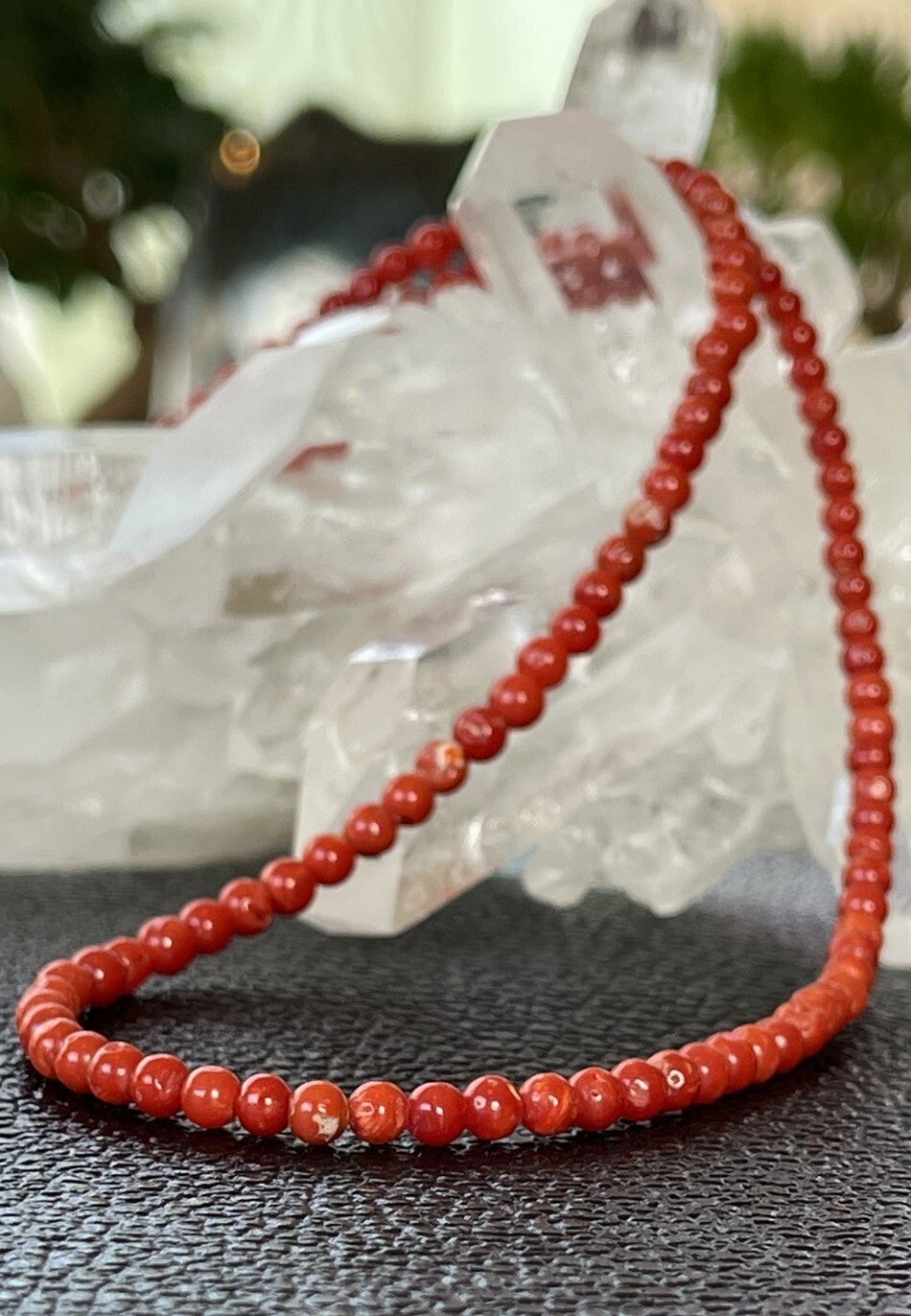 Koraal ketting cabochon rond