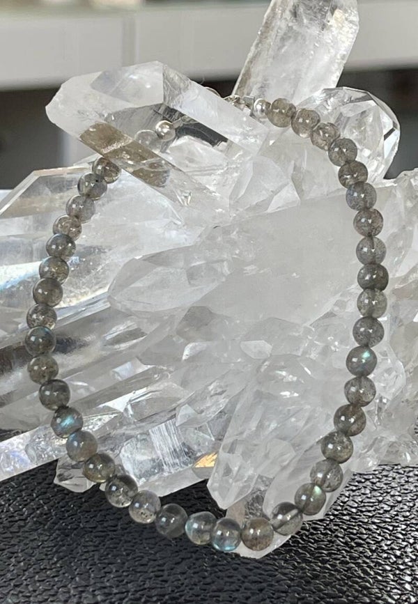 Labradoriet armband met ronde cabochon kralen 4,8mm
