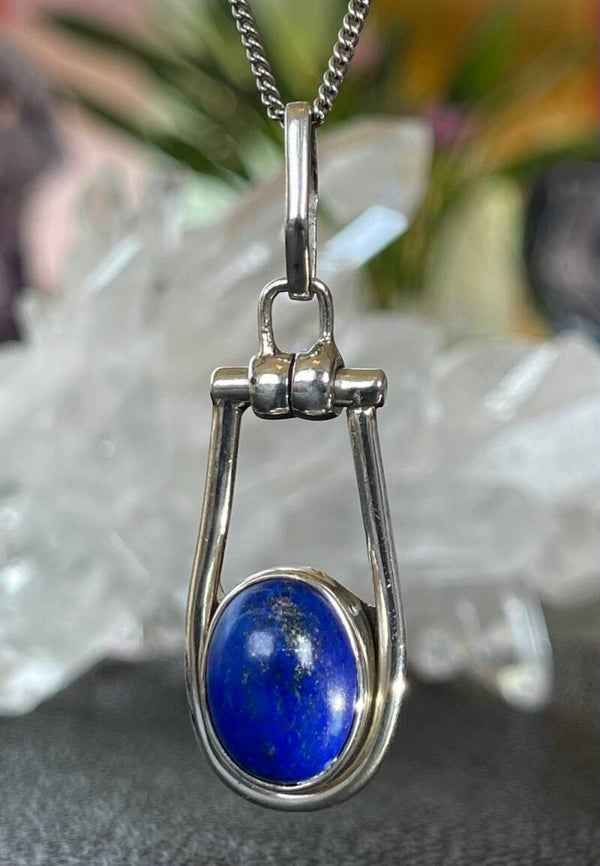 Lapis Lazulli met Pyriet hanger cabochon ovaal medium