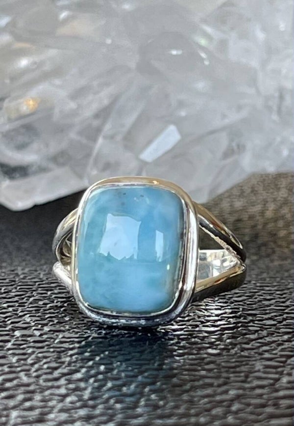 Larimar ring cabochon rechthoekig, maat 18,9