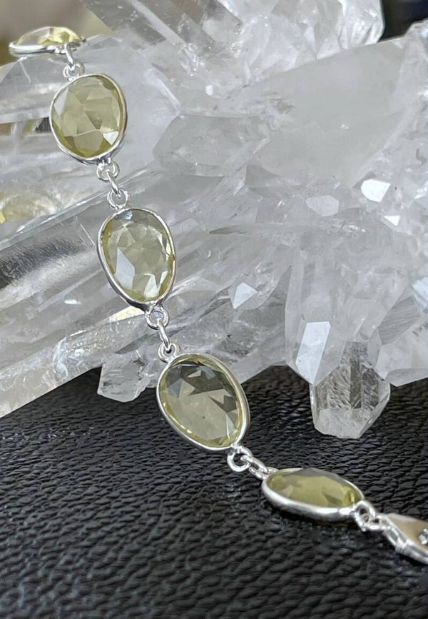 Lemon Topaas armband checker facet geslepen free form plat