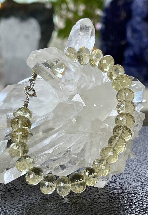 Lemonkwarts armband facet geslepen ronde kralen 1,06cm