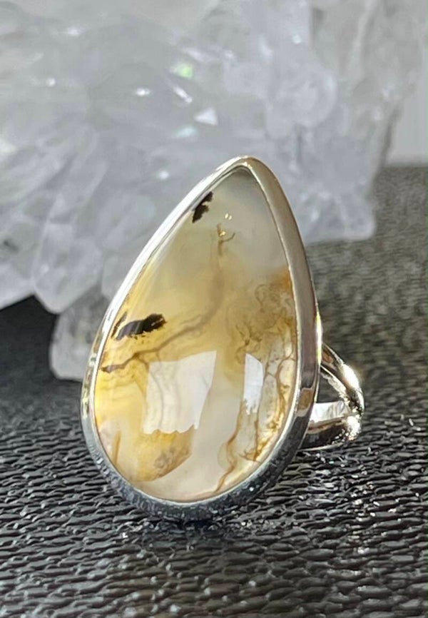 Montana Agaat ring cabochon druppel, maat 17,5
