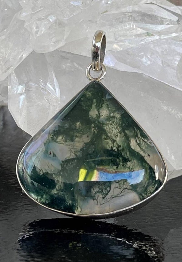 Mosagaat hanger cabochon druppel medium