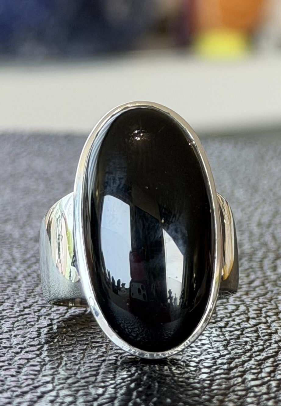 Onyx ring cabochon ovaal, maat 22