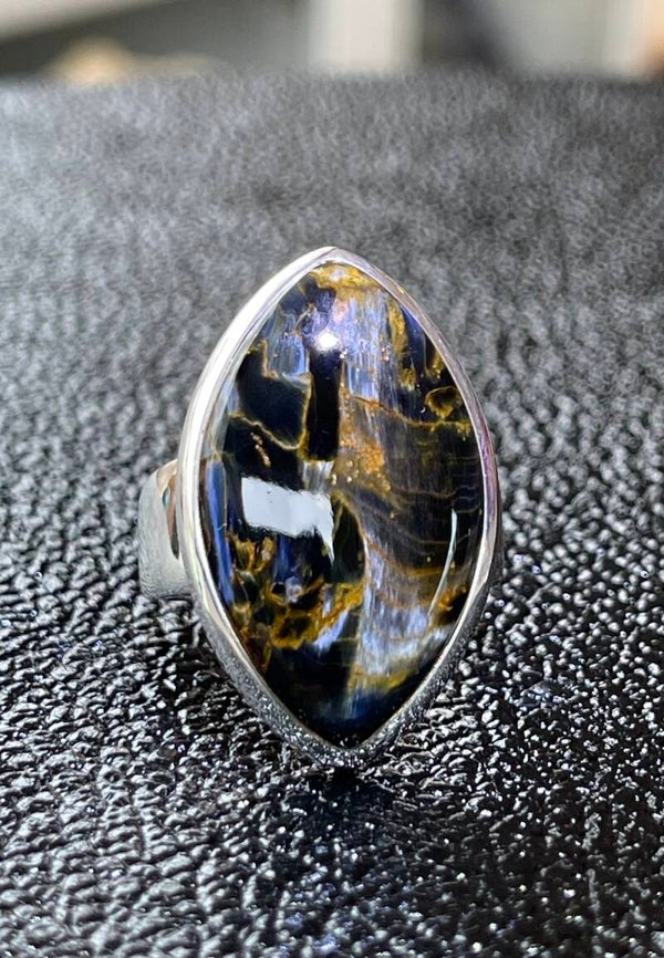 Pietersiet ring cabochon marquise vorm maat 20