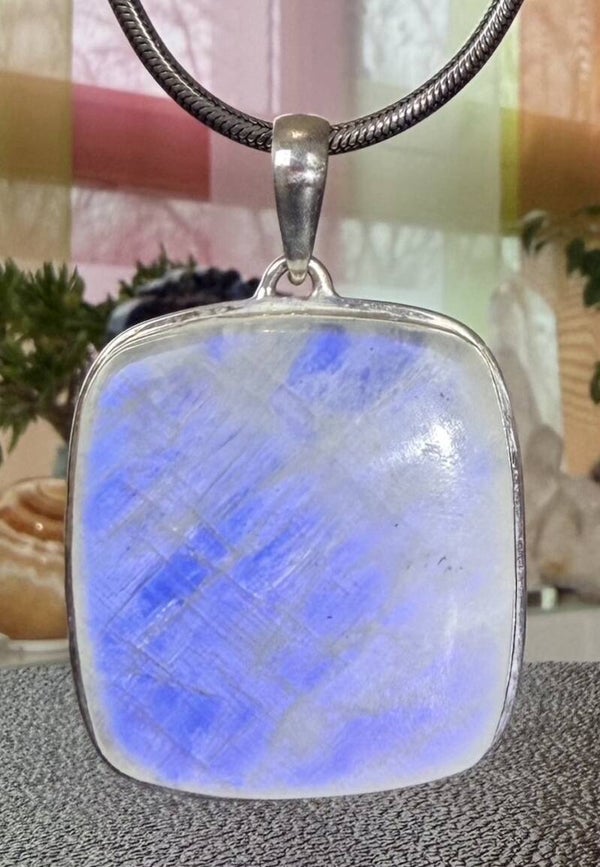 Regenboog Maansteen hanger cabochon rechthoek groot