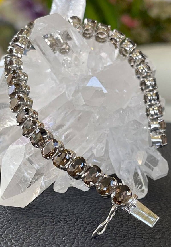 Rookkwarts armband facet geslepen ovaal