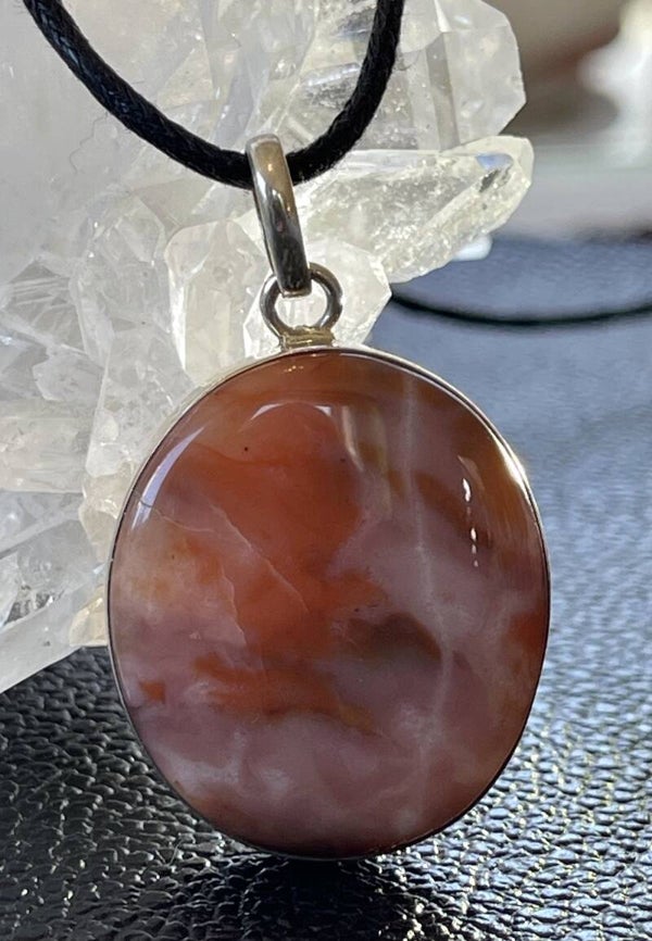 Roze Opaal hanger cabochon ovaal medium