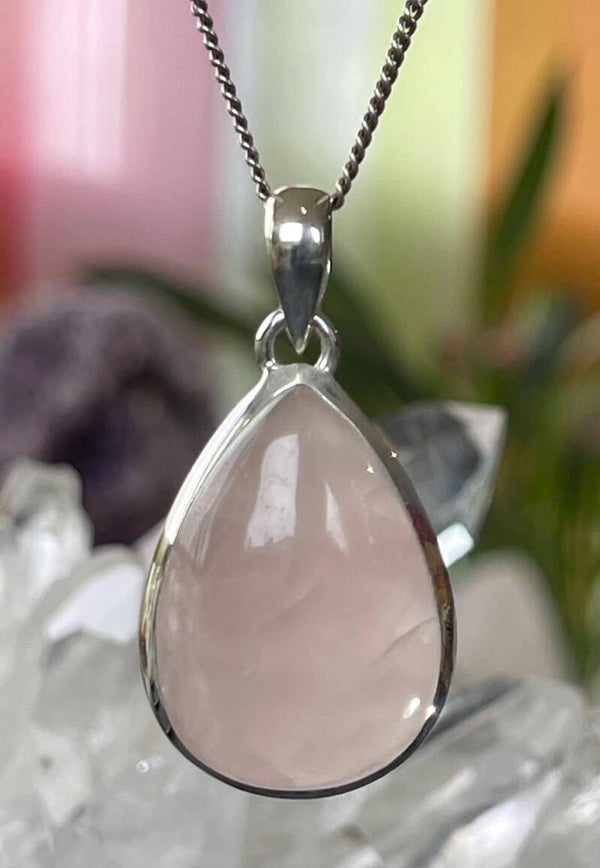 Rozenkwarts hanger cabochon druppel medium