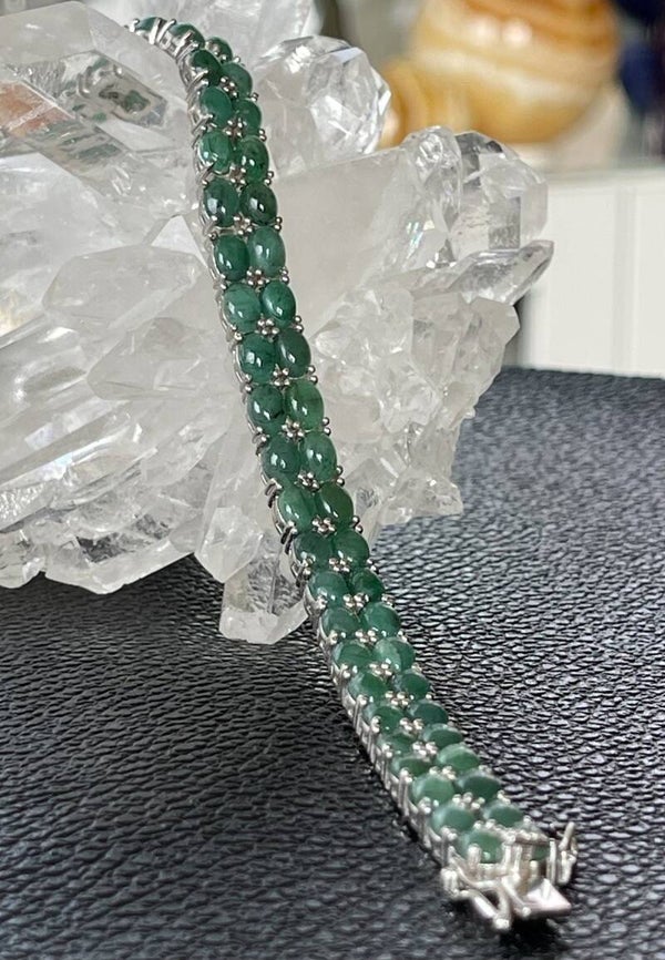 Smaragd armband cabochon ovaal, dubbele rij