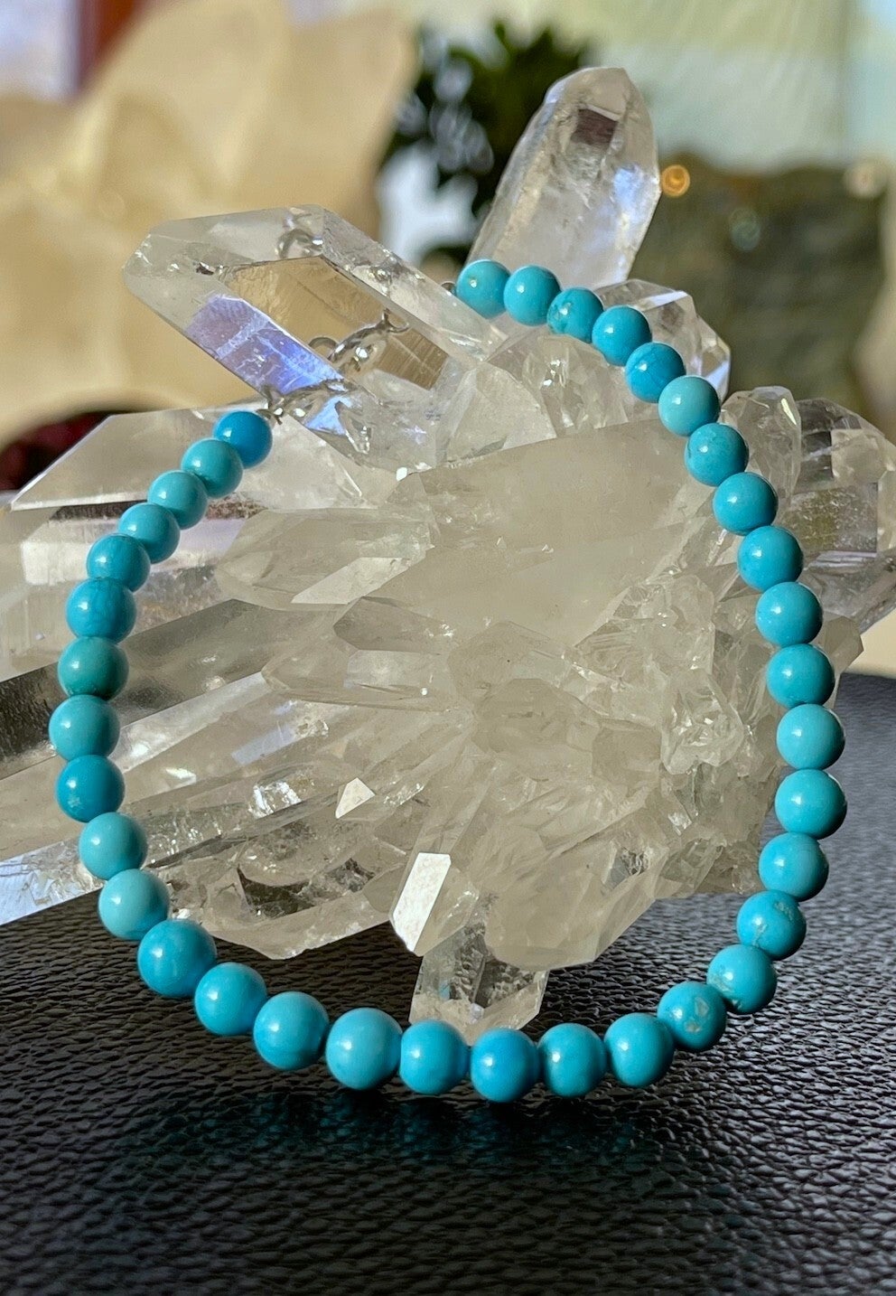 Turkoois armband met ronde cabochon kralen 5,8mm