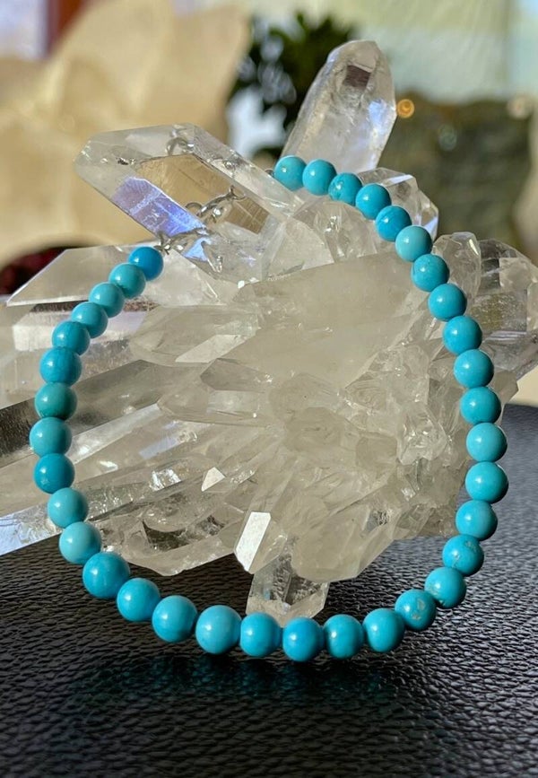 Turkoois armband met ronde cabochon kralen 5,8mm