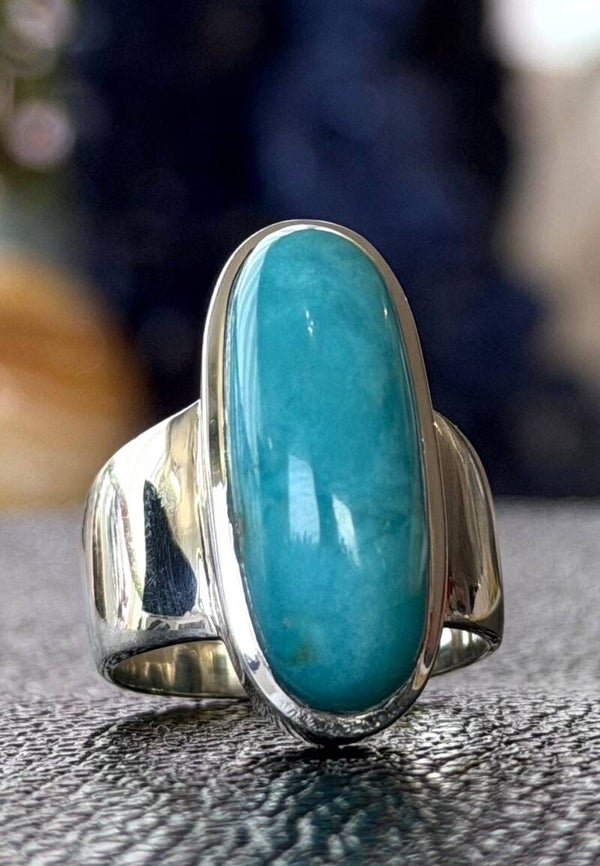 Turkoois ring cabochon ovaal, maat 19,9