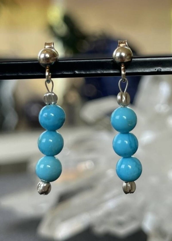 Turkoois oorknopjes cabochon rond