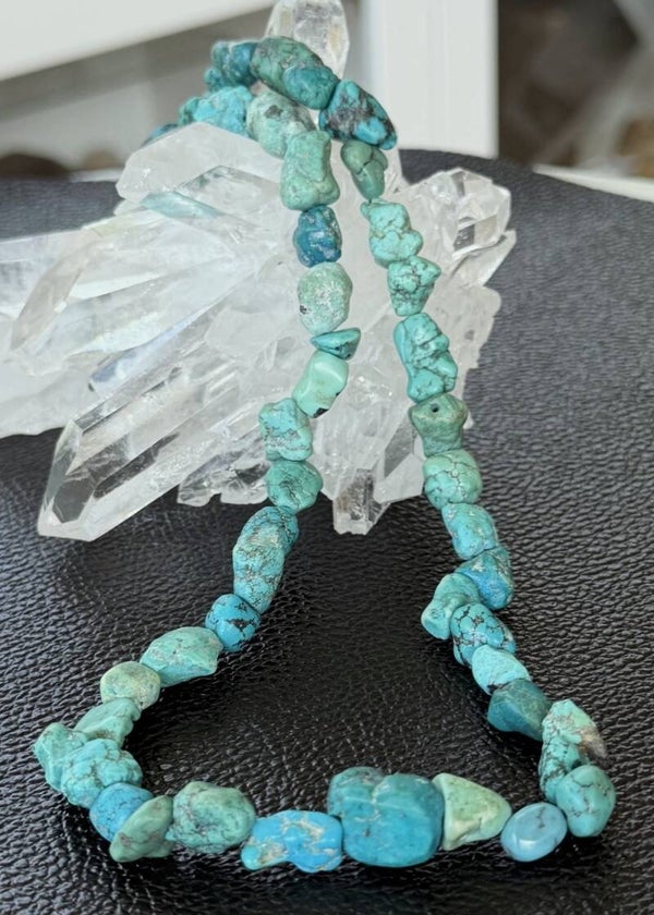 Turkoois uit Tibet ketting ruw getrommeld