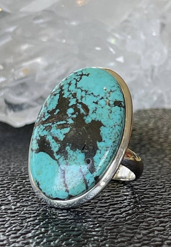 Turkoois ring cabochon ovaal, maat 17,3