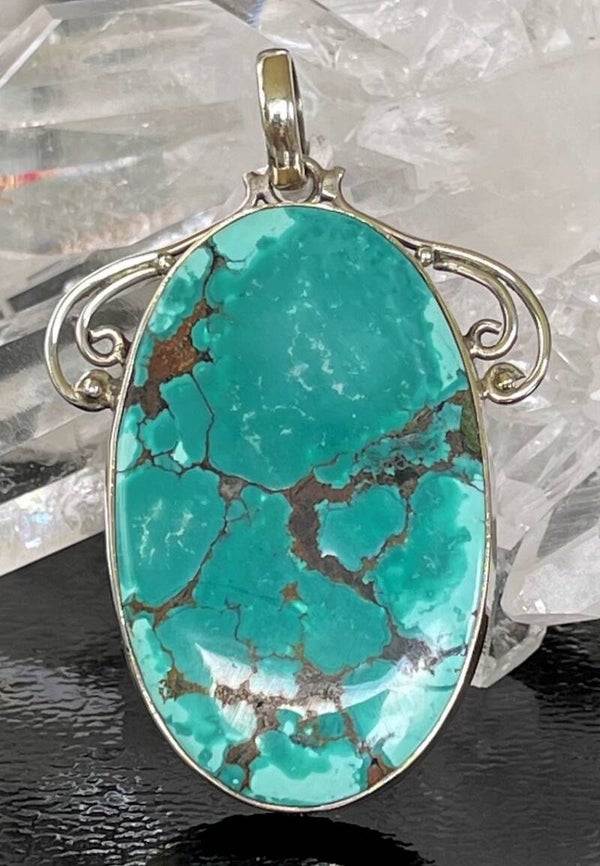 Turkoois hanger cabochon ovaal groot