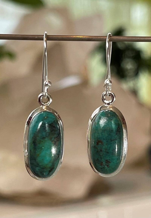 Tibetaanse Turkoois oorbellen cabochon ovaal