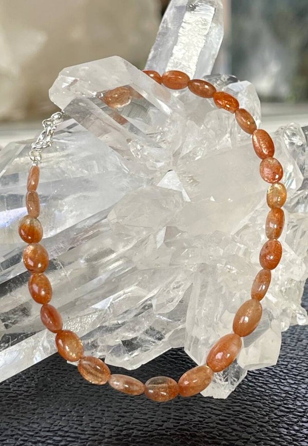 Zonnesteen armband met cabochon kralen ovaal 7,4mm