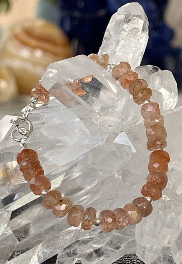 Zonnesteen armband met facet geslepen kralen 6,7mm, klein