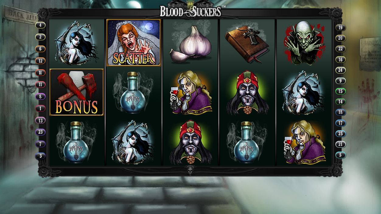 Blood Suckers casino slot machine representing slot RTP percentages, high RTP slots and cruise casino comps