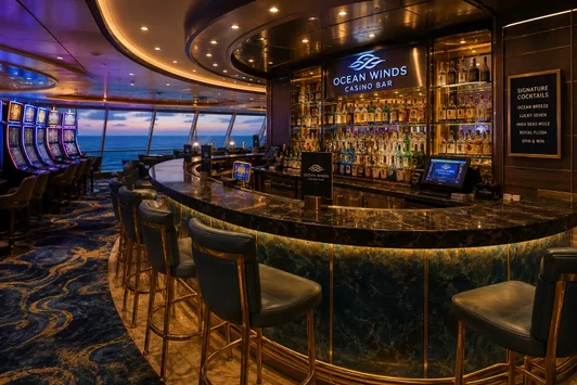 Casino cruise drink offer visual showing a complimentary beverage concept for gamblers comparing free drinks, casino status, and comp benefits at sea.
